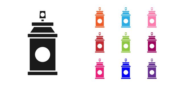 Black Paint spray can icon isolated on white background. Set icons colorful. Vector Illustration - Vector, Image