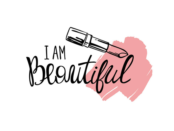 I am beautiful lettering, hand-drawn. - Διάνυσμα, εικόνα