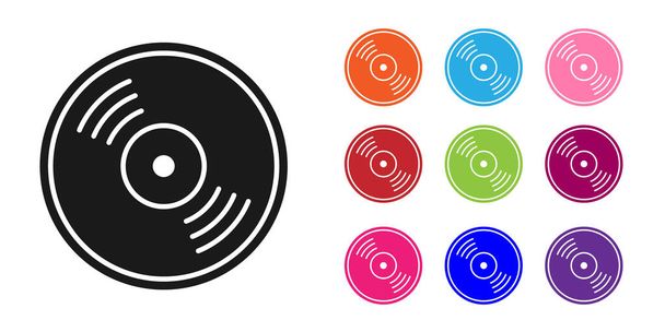 Black Vinyl disk icon isolated on white background. Set icons colorful. Vector Illustration - Vector, Image