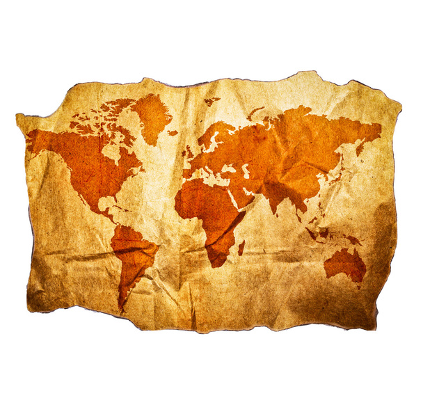 Mapa del mundo antiguo con hermosos detalles grunge aislados en whit
 - Foto, imagen