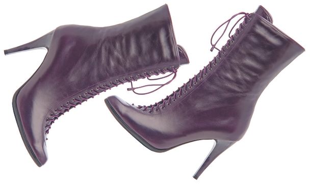 Two female violet boots. Isolated with paths - Photo, Image