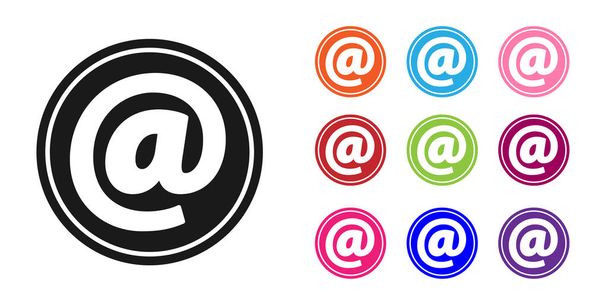 Black Mail and e-mail icon isolated on white background. Envelope symbol e-mail. Email message sign. Set icons colorful. Vector Illustration - Vector, Image