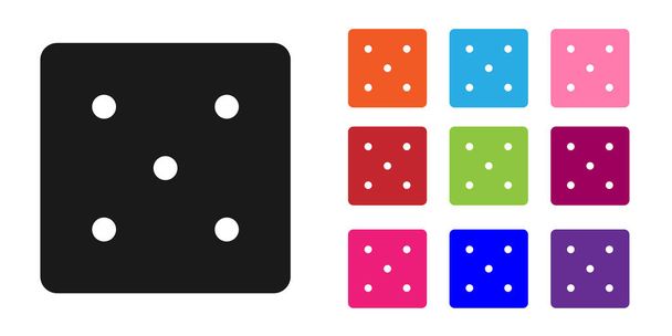 Fekete játék kocka ikon elszigetelt fehér alapon. Kaszinó. Állítsa be az ikonok színes. Vektorillusztráció - Vektor, kép