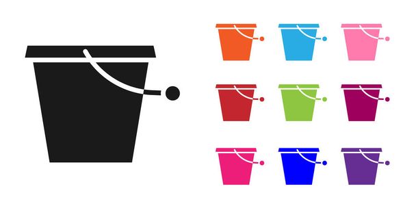 Black Bucket icon isolated on white background. Set icons colorful. Vector Illustration - Vector, Image