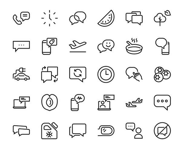 Simple set of message line vector line icons. contains icons such as conversation, SMS, notifications, group chat, and more. Editable stroke. 48x48 pixels perfect, white background. - Vecteur, image