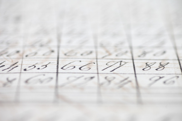 Closeup of vintage handwritten numbers - Photo, Image