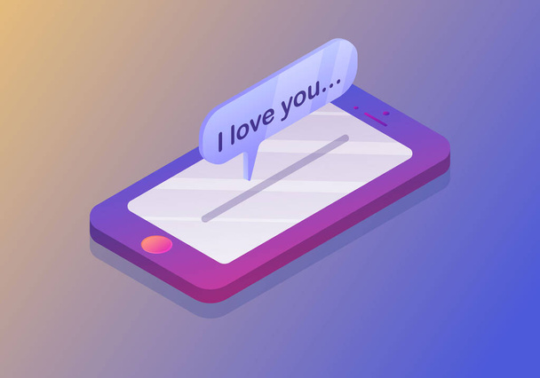 Smartphone mobile avec message de Je t'aime
. - Vecteur, image