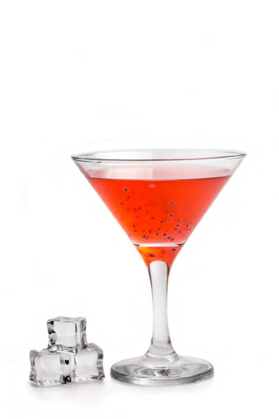 Tasty red cocktail with grains on a white background - Foto, imagen