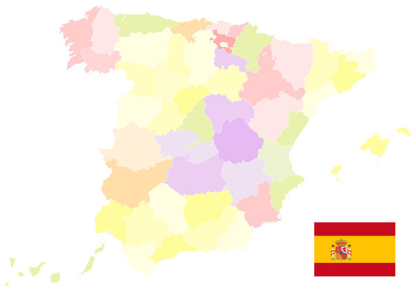 Administrative Map of Spain On White. No text. All elements are separated in editable layers clearly labeled. Vector illustration. - Vector, Image