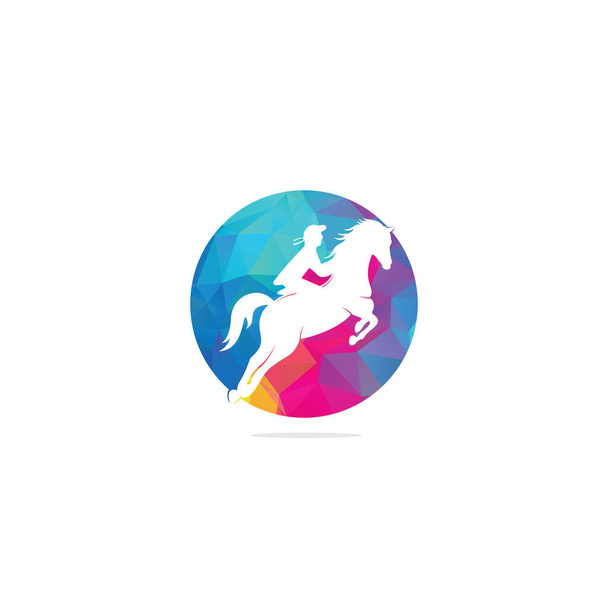 Скаковая лошадь с иконами логотипа жокея. Логотип конного спорта. Жокей на лошадях. Логотип
. - Вектор,изображение