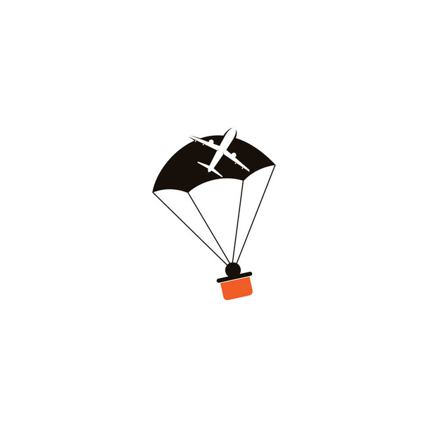 Agência de viagens modelo de logotipo vetor de paraquedas. Modelo de logotipo de férias. Turismo de viagens de avião. em torno do vetor ícone do mundo. design criativo mundo viagens paraquedas logotipo
. - Vetor, Imagem