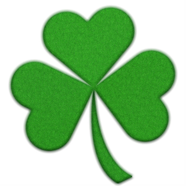 Irlanda símbolo: hoja de trébol verde aislado sobre un fondo blanco, 3d render. San Patricio símbolo del día, hoja de trébol brillante
. - Foto, imagen