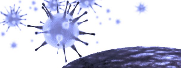 Mikroskopický pohled na chřipkové viry. 3D lékařská ilustrace - Fotografie, Obrázek