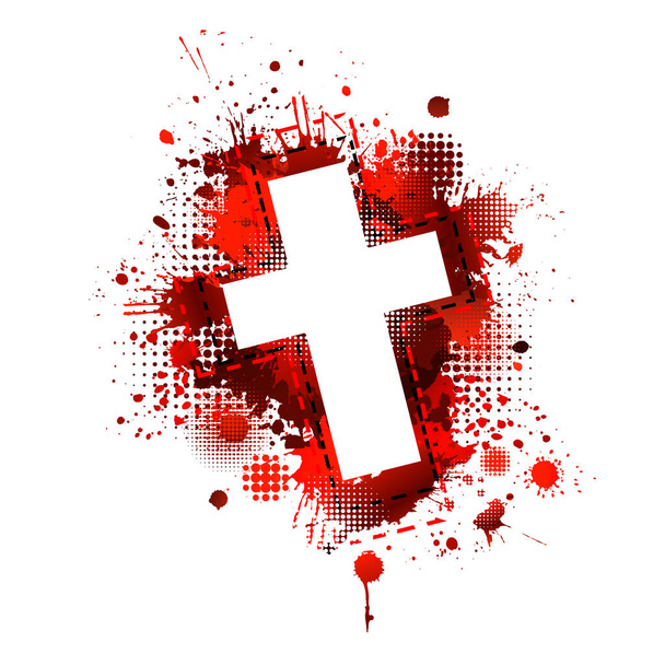 Croix de taches de sang. Joyeux Pâques. Illustration vectorielle
 - Vecteur, image