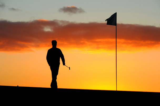  erkek golfçü siluet  - Fotoğraf, Görsel