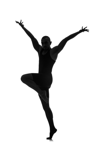 силует чоловічої танцівниці ізольовано на білому
 - Фото, зображення