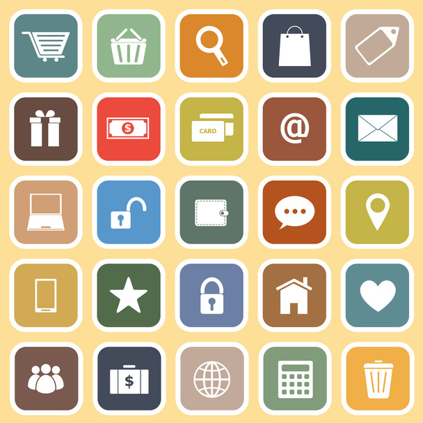 Ecommerce flat icons on yellow background - Vector, Imagen