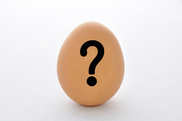 Question mark on the egg. - Foto, afbeelding