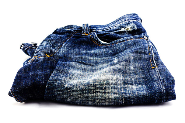 modré džíny izolované na bílém pozadí - Fotografie, Obrázek