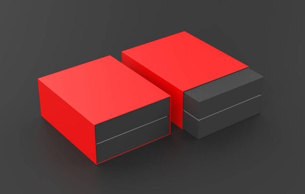 δύο κενά πακέτα που απομονώνονται σε μαύρο φόντο. 3D εικονογράφηση - Φωτογραφία, εικόνα