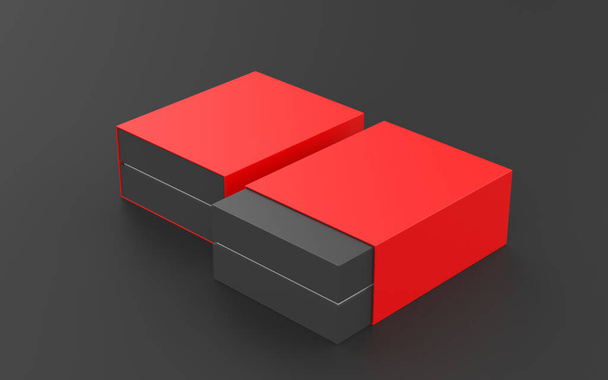 two blank packages isolated on black background. 3d illustration - Fotó, kép