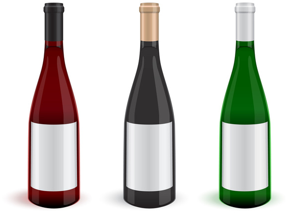 Векторна ілюстрація трьох реалістичних пляшок вина
. - Вектор, зображення