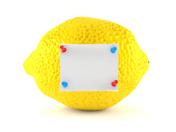 Limón con nota aislada sobre fondo blanco. ilustración 3d
 - Foto, Imagen