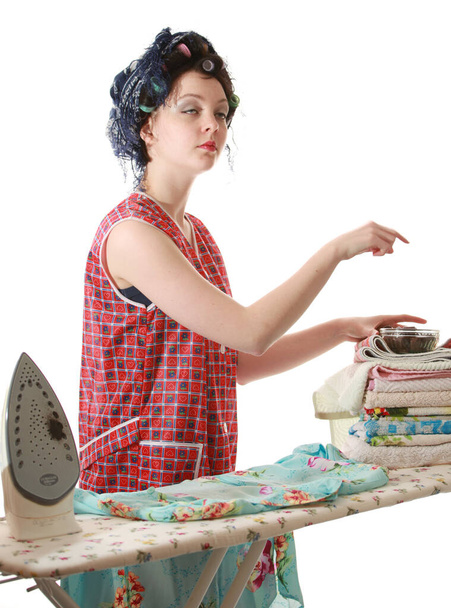 Housewife with newspaper and chocolates - Zdjęcie, obraz