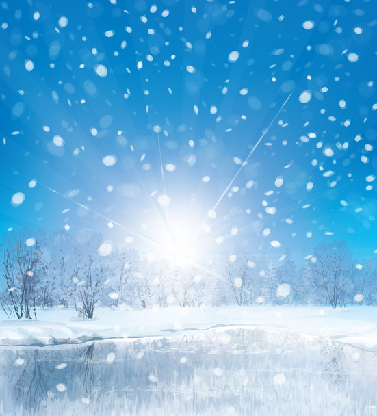 Зимний пейзаж - Вектор,изображение