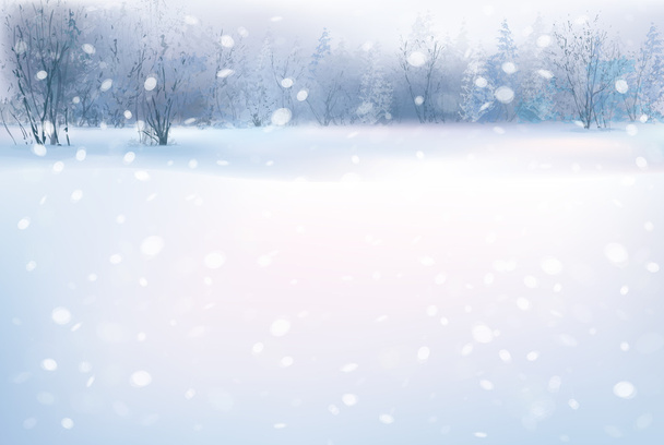 フォレストで冬景色 - ベクター画像