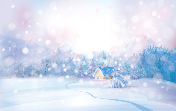 Zimowy śnieżny krajobraz - Wektor, obraz