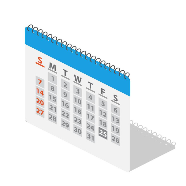 カレンダー等尺性のアイコン - ベクター画像