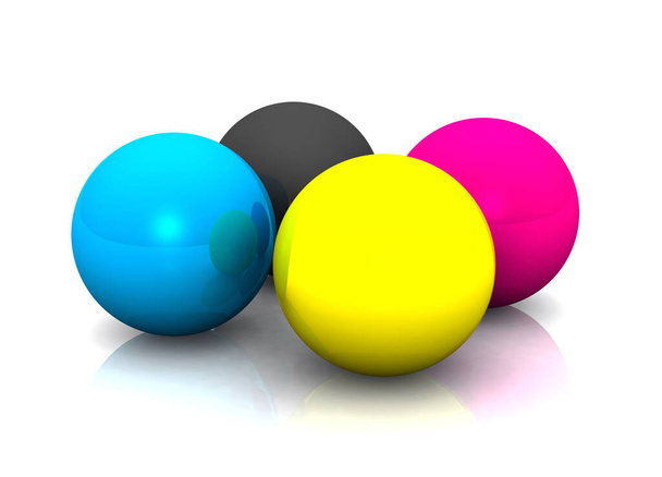 3D - CMYK Balls 02 - Φωτογραφία, εικόνα