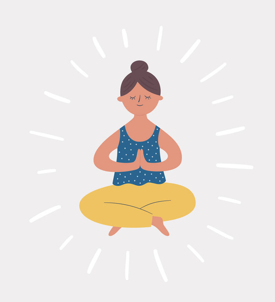Girl in yoga pose. Practicing yoga and meditates. Vector - ベクター画像