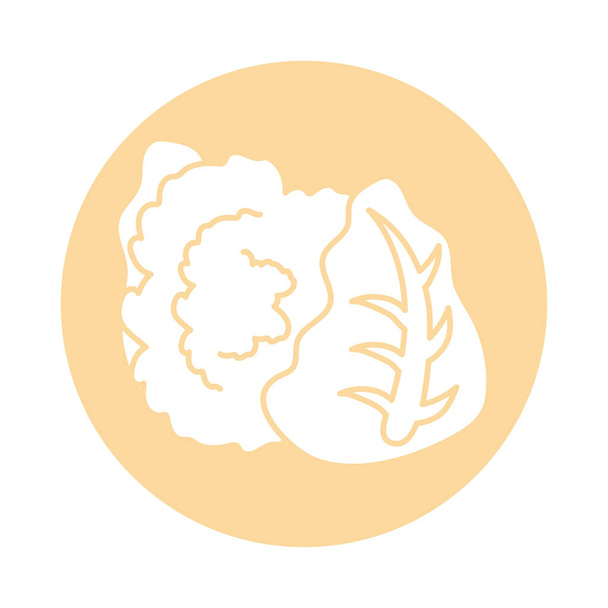 ícone de couve-flor, estilo bloco
 - Vetor, Imagem