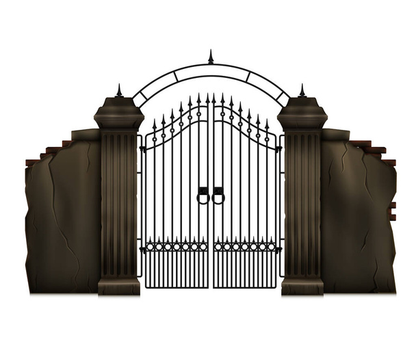 Cemetery Gate Realistic Illustration - Vektör, Görsel