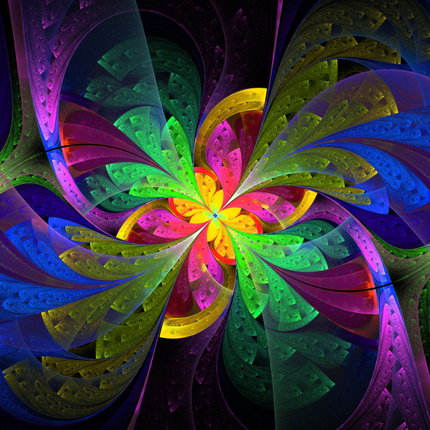 Multicolor fraktal piękny kwiat. grafika komputerowa generowane - Zdjęcie, obraz