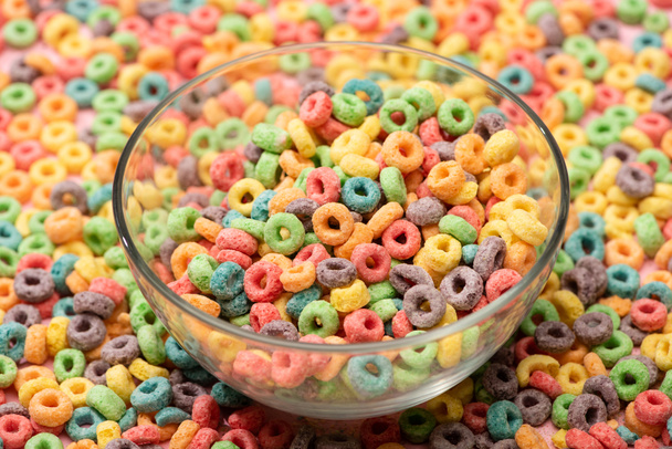 crunchy bright colorful breakfast cereal in bowl - Фото, изображение