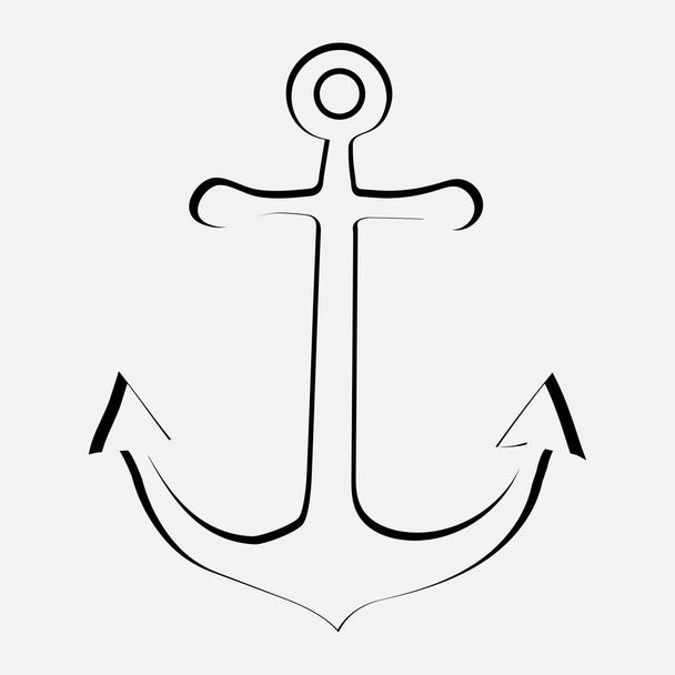 Anchor vector illustration. Anchor tattoo style, drawing for aquatic or nautical theme. Marine sign symbol  - Vector, Image