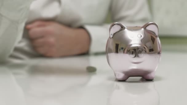 Piggy bank pink pig. Investments and business. Man and money - Footage, Video
