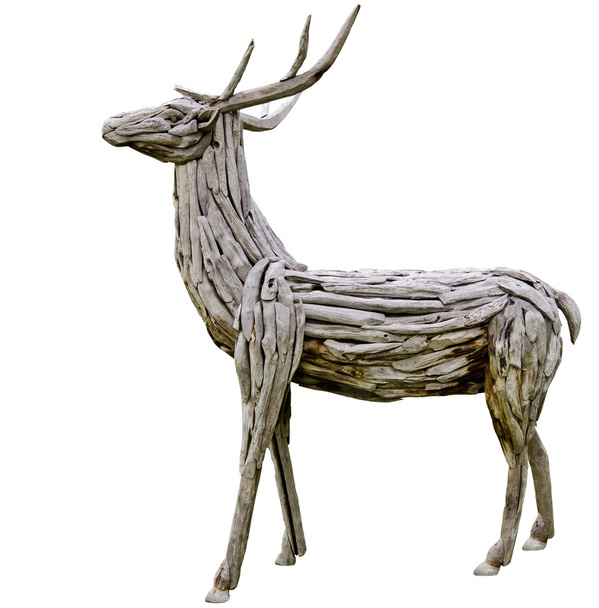 木材から作られた鹿 - 写真・画像