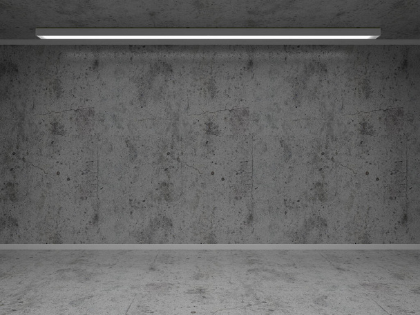 Beton oda iç duvar beyaz zemin 3d Görüntü oluşturma Arkaplan Doku modelleme şablonu kopyalama alanı - Fotoğraf, Görsel