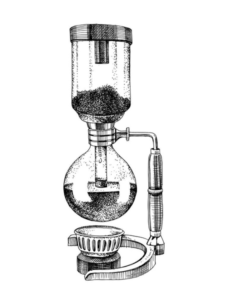 Hand drawn siphon coffee maker icon. Vector illustration - Vector, Image