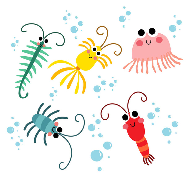 Zooplankton animal cartoon character vector illustration - Вектор,изображение