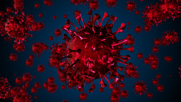 Coronavirus COVID-19 Waarschuw SOS. Pandemisch virus medisch risico, immunologie, virologie, epidemiologie concept. Achtergrond van het microscoopvirus. - Foto, afbeelding