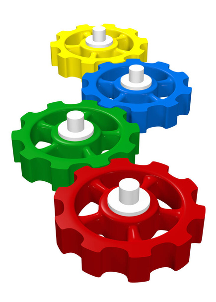 Colorful Gears - Green Red Blue Yellow 11 - Foto, immagini