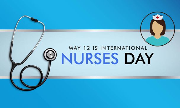 Ilustração vetorial sobre o tema do Dia Internacional do Enfermeiro, observado em todo o mundo no dia 12 de maio de cada ano, para assinalar as contribuições que os enfermeiros dão à sociedade
. - Vetor, Imagem