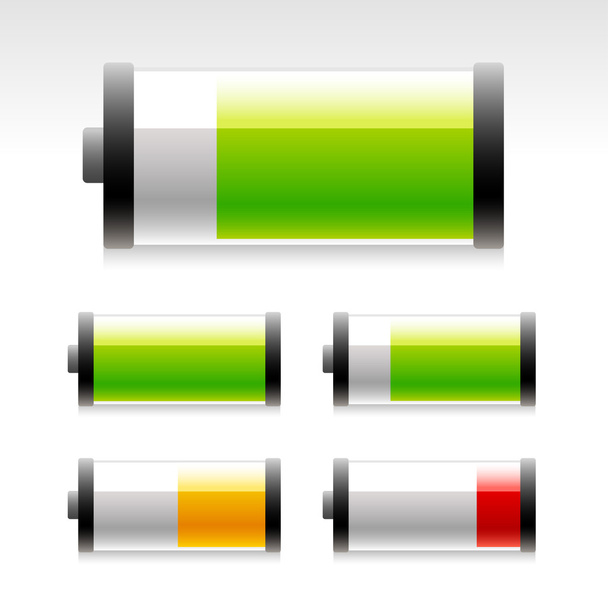 Glossy battery icons. - Vector, imagen