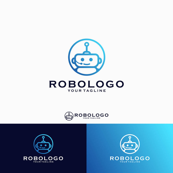 Projeto do logotipo do robô, serviço ao cliente sistem Design de logotipo emblema vetor ilustração logotipo modelo
 - Vetor, Imagem