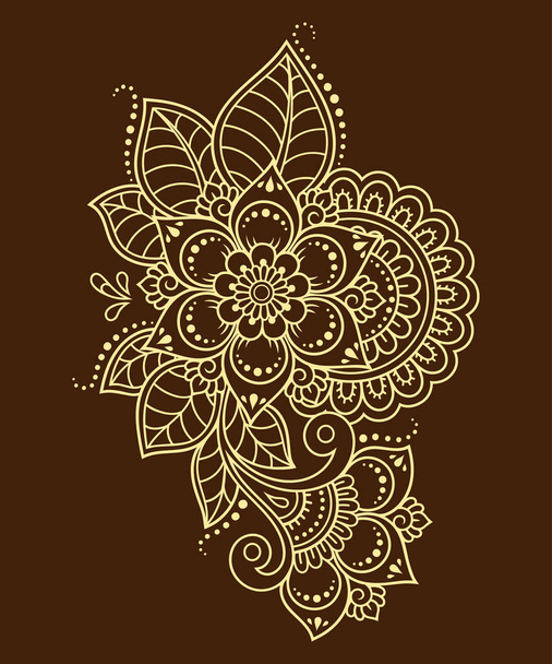 Mehndi flower pattern for Henna drawing and tattoo. Decoration in ethnic oriental, Indian style. Doodle ornament. Outline hand draw vector illustration. - Vector, Image